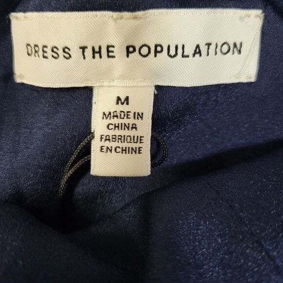 Dress The Population "Alondra Dress Midnight Blue" Midi Dress Size Medium NWT - Picture 9 of 13